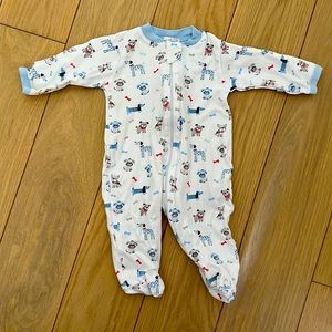 Kissy kissy zip footie pajamas with blue dogs